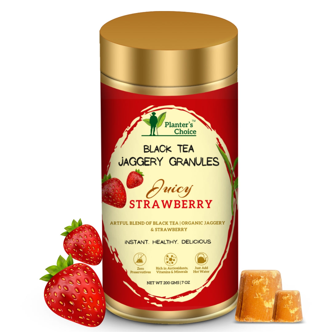 Strawberry Black Tea Jaggery Granules, 200 GMS