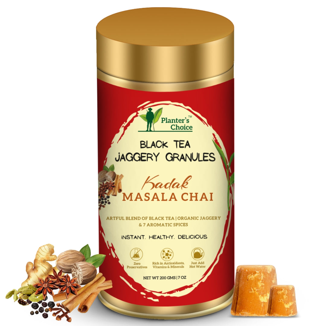 Kadak Masala Chai Black Tea Jaggery Granules, 200GMS