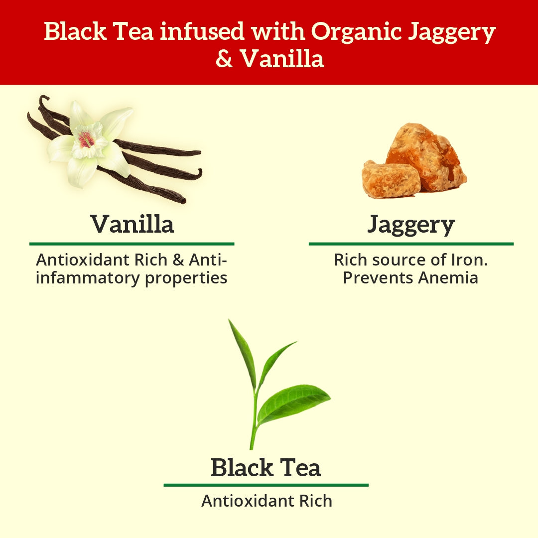 Vanilla Black Tea Jaggery Granules, 200GMS