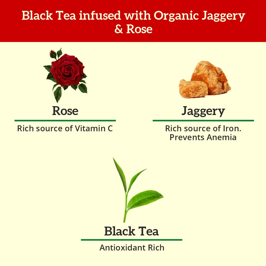 Rose Black Tea Jaggery Granules, 200 GMS