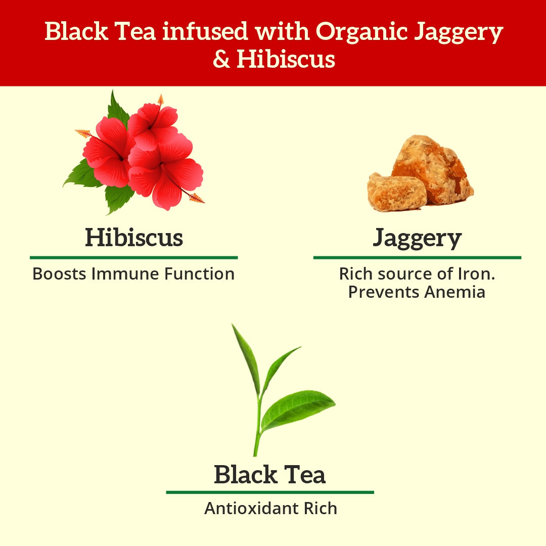 Hibiscus Black Tea Jaggery Granules, 200 GMS