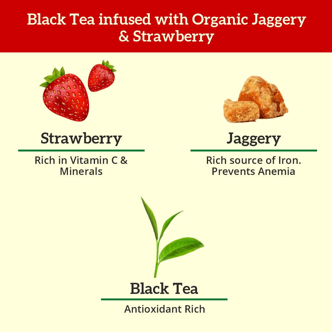 Strawberry Black Tea Jaggery Granules, 200 GMS