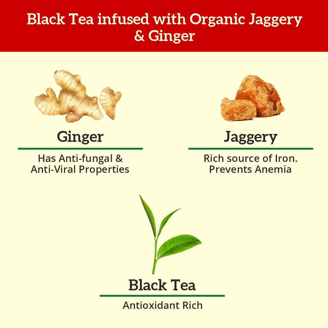 Ginger Black Tea Jaggery Granules, 200 GMS