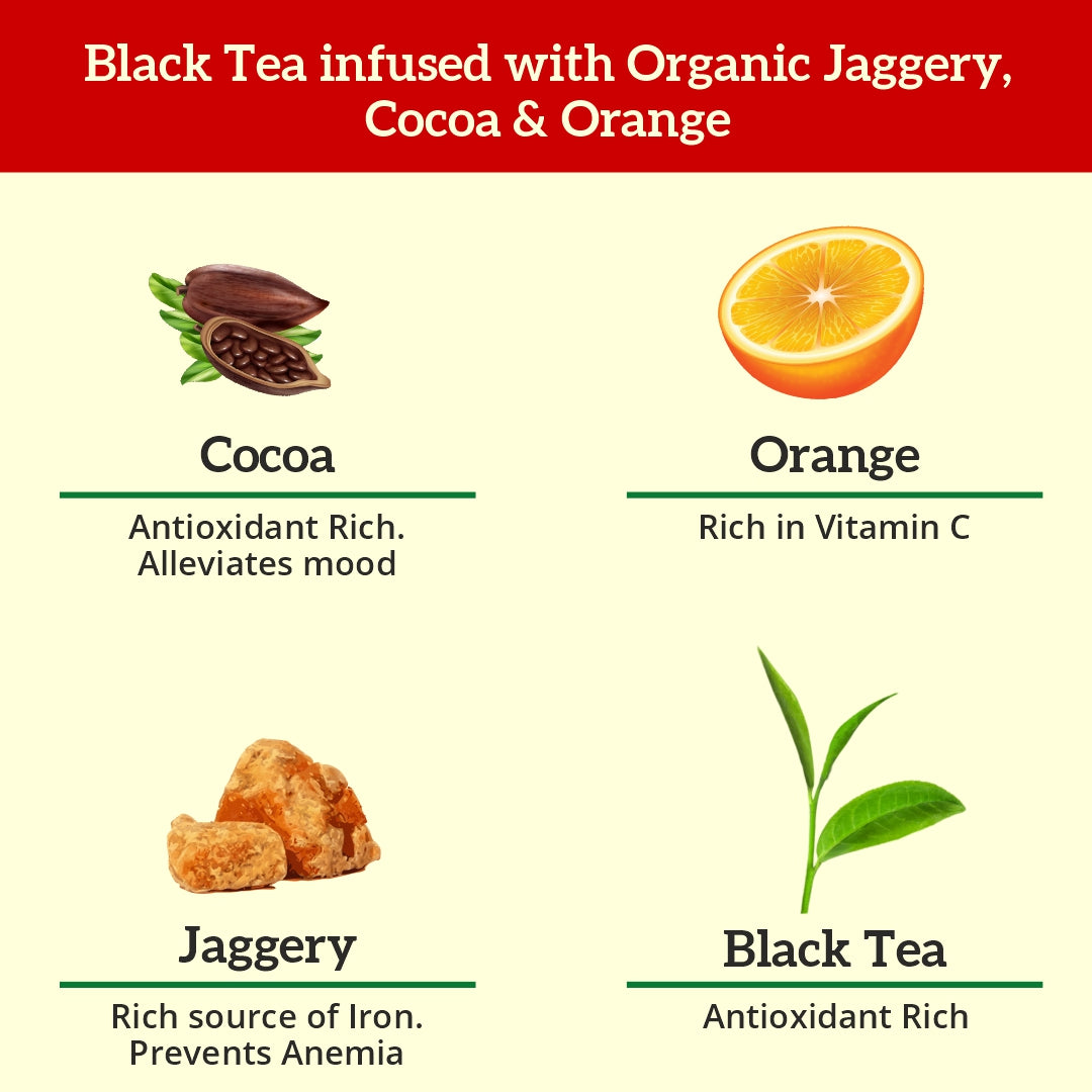 Cocoa-Orange Black Tea Jaggery Granules, 200 GMS