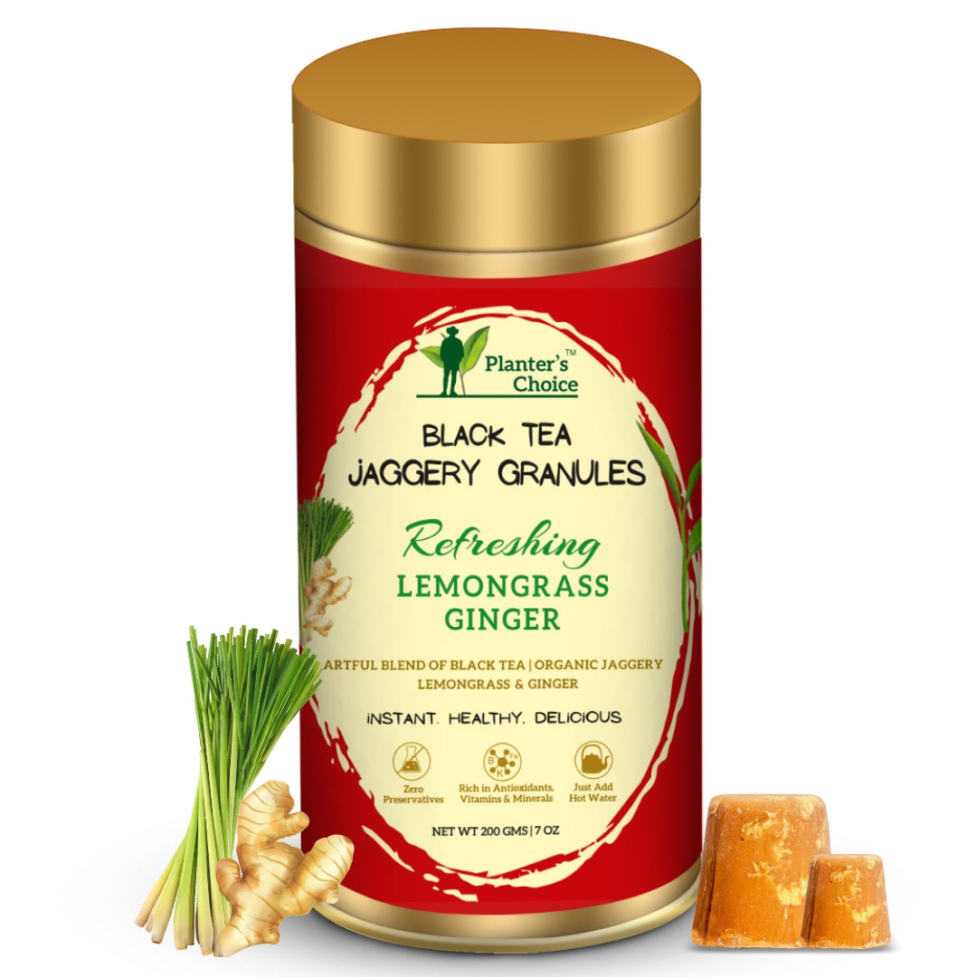 Lemongrass-Ginger Black Tea Jaggery Granules, 200 GMS